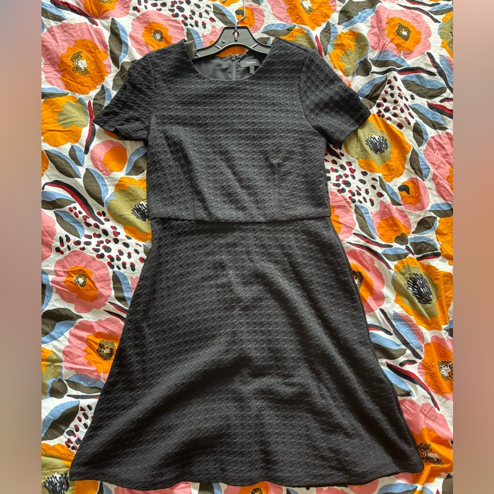 Theory black on black houndstooth dress size 10